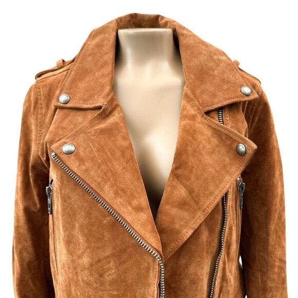 BlankNYC Suede Moto Jacket Alder Brown‎ Adjustable Buckle Zipper Pocket Women S - Picture 16 of 16